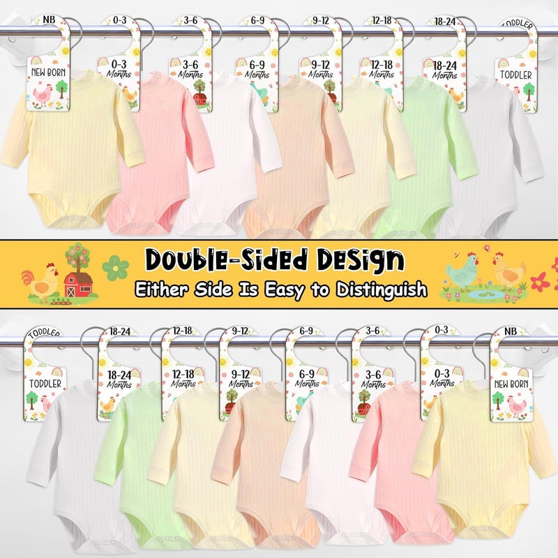 CORNER LACE Baby Closet Dividers 8PCS, Cute Chick Themed Wooden Double-Sided Clothes Size Hanger/Organizer from Newborn to Toddler for Nursery Decor Baby Shower Birthday Gender Reveal Party Gift - Image 2